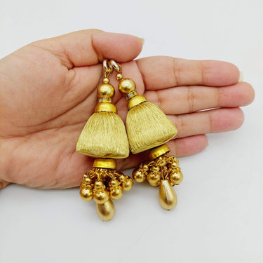 Handcrafted Gold Bead Tassels Latkan, Indian Latkans, Pearl Bell Tassels